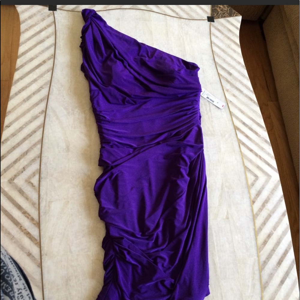 Bisou Bisou purple one shoulder cocktail dress!